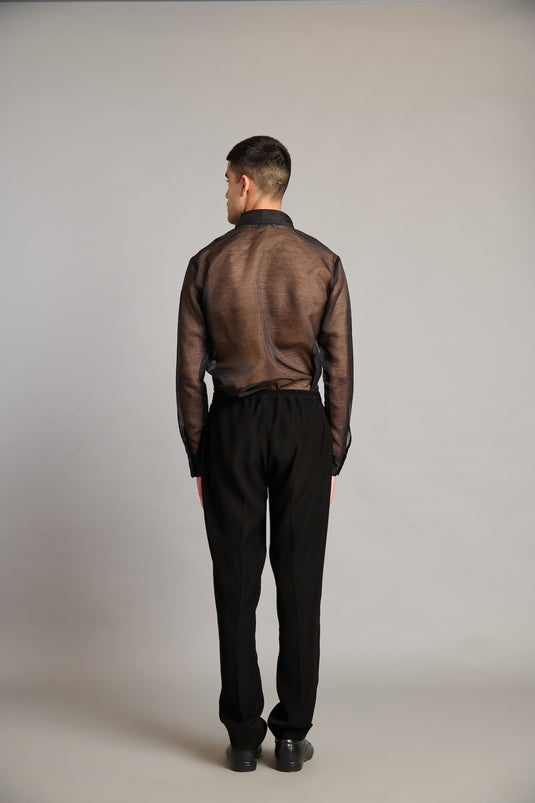 NS intrecciato yoke sheer shirt