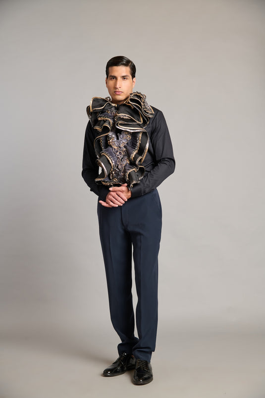 NS black ruffle shirt