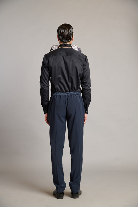 NS black ruffle shirt