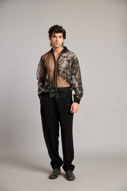 NS sheer sequin bomber