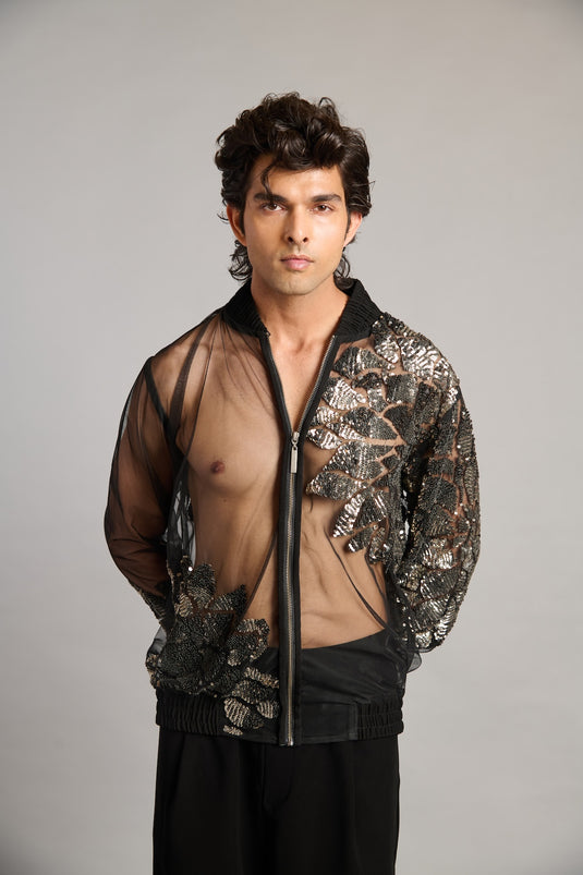 NS sheer sequin bomber