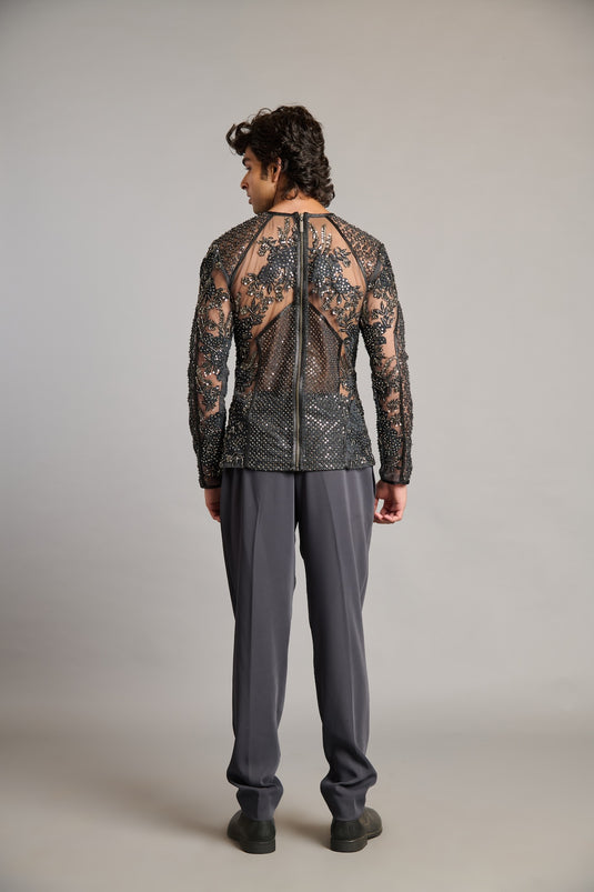 NS mixed media sheer top