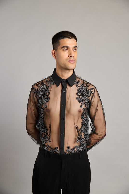 NS sheer floral shirt
