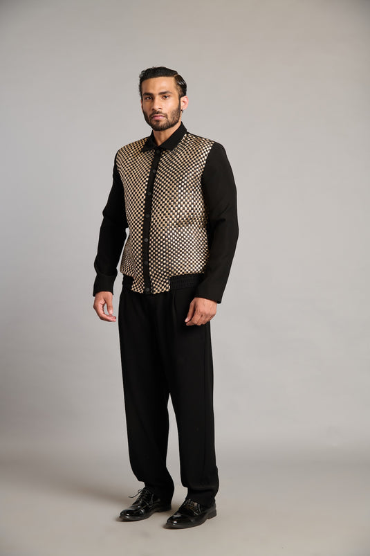 NS black intrecciato varsity