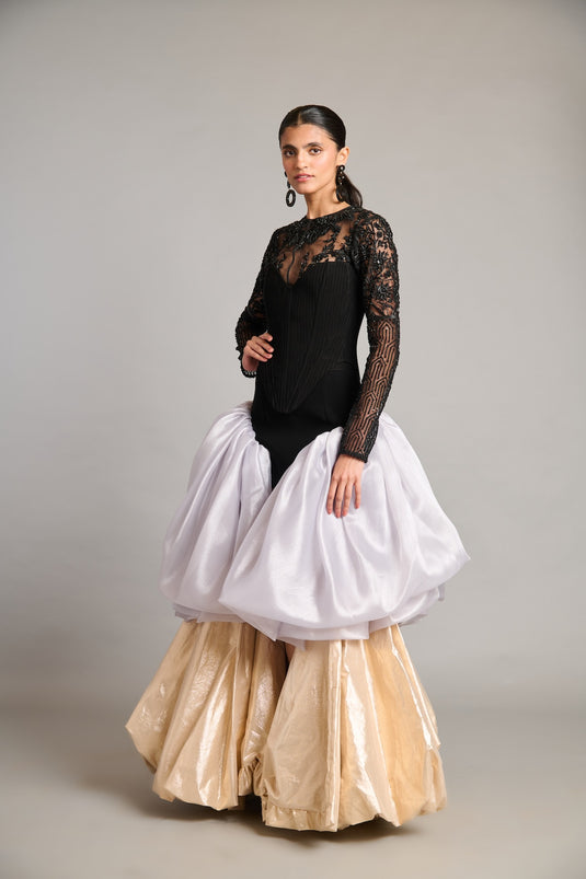 NS black quilted corset