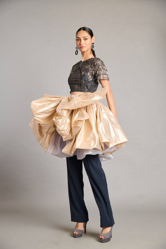 NS gunmetal mixed media top