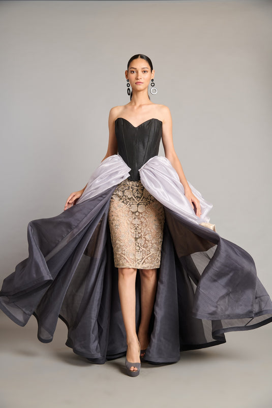 NS zari sheer bauble trail skirt