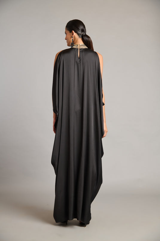 NS black mixed media kaftan
