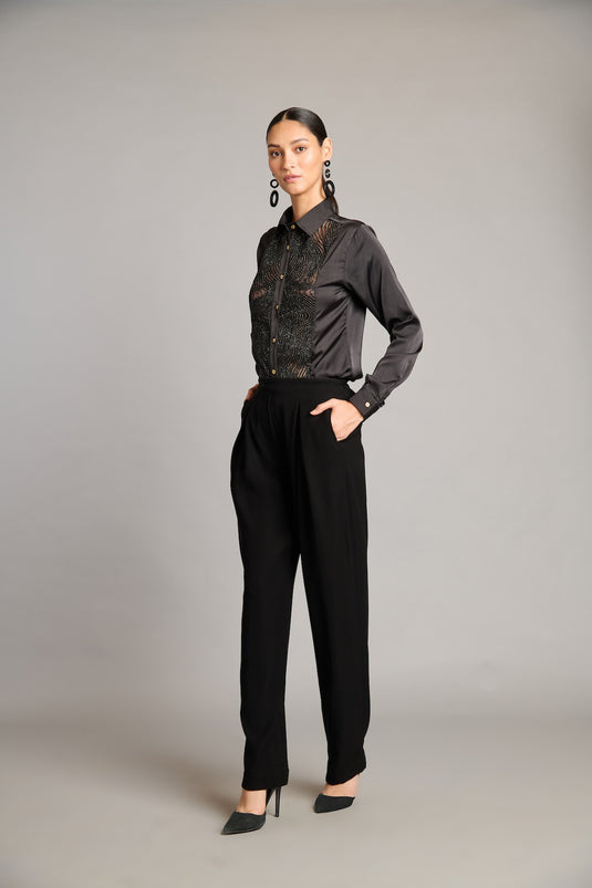 NS black crystal rope shirt