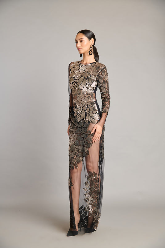 NS sequin sheer gown
