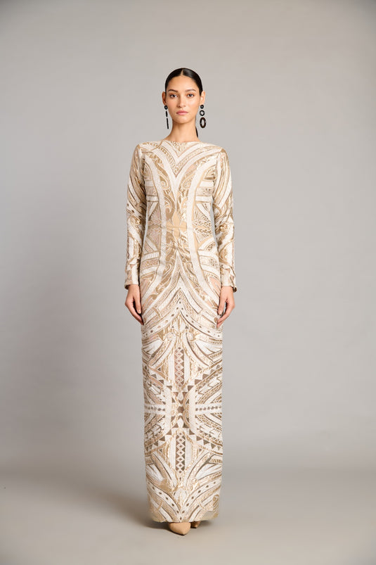 NS ivory gold applique gown