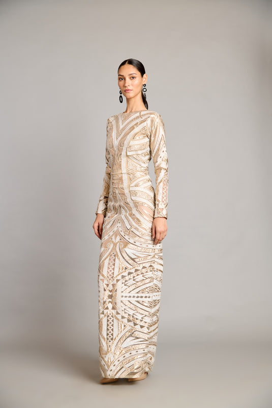 NS ivory gold applique gown