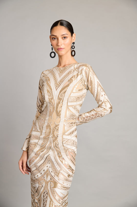 NS ivory gold applique gown