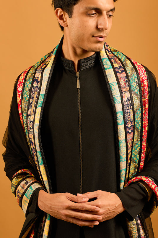 Trifecta strip work brocade dupatta