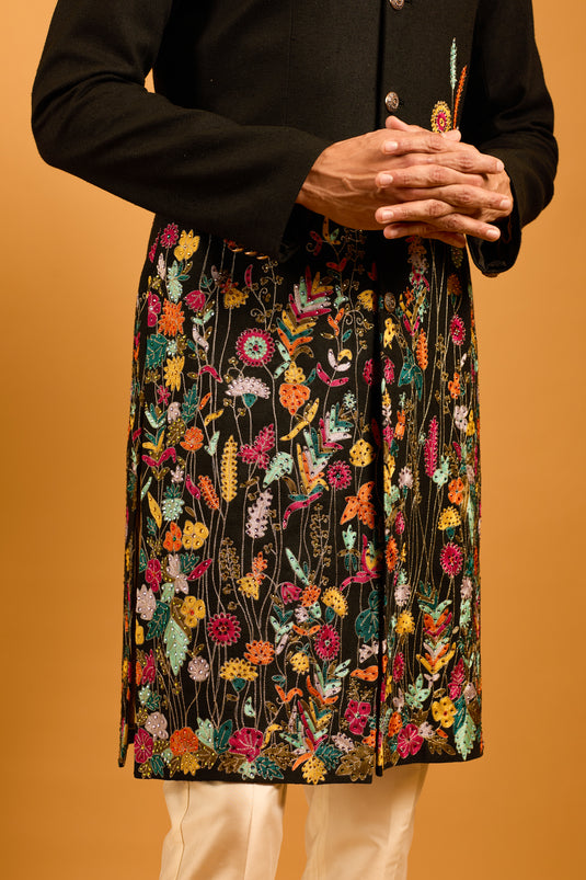 Trifecta Black Forest crystal sherwani