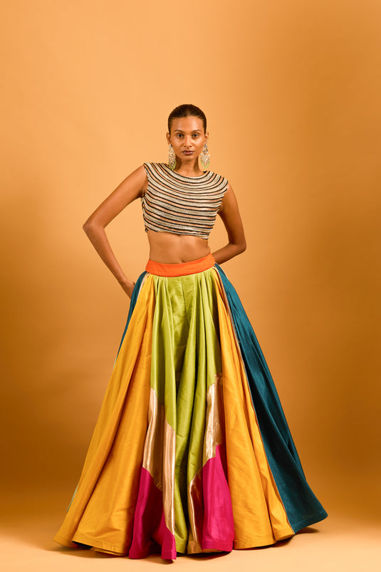 Trifecta multicolor asymmetric skirt