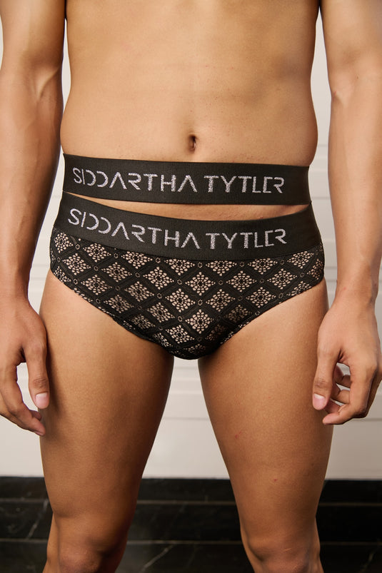 Resort black lace double band swimsuit