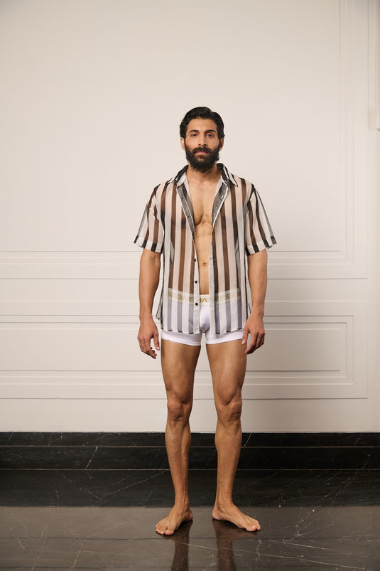 Resort striped sheer shirt