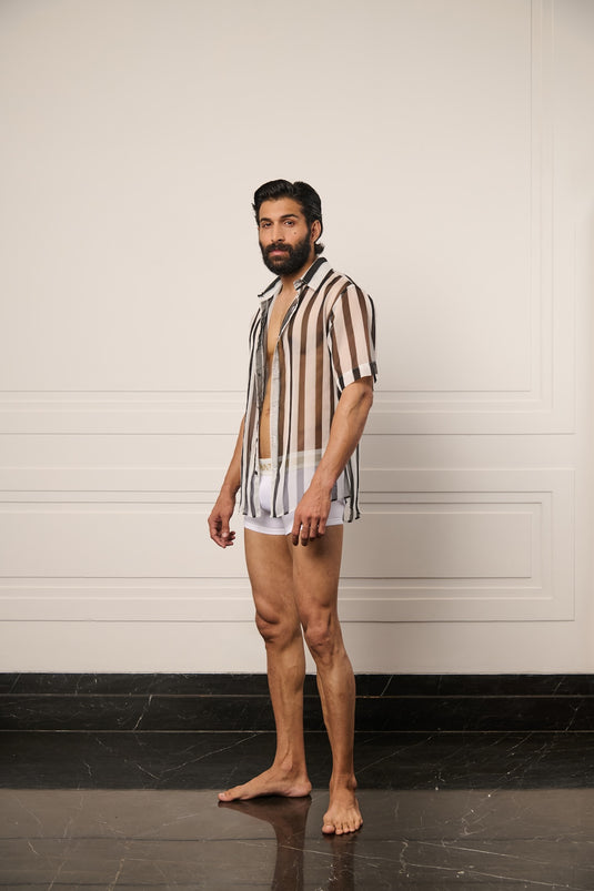 Resort striped sheer shirt