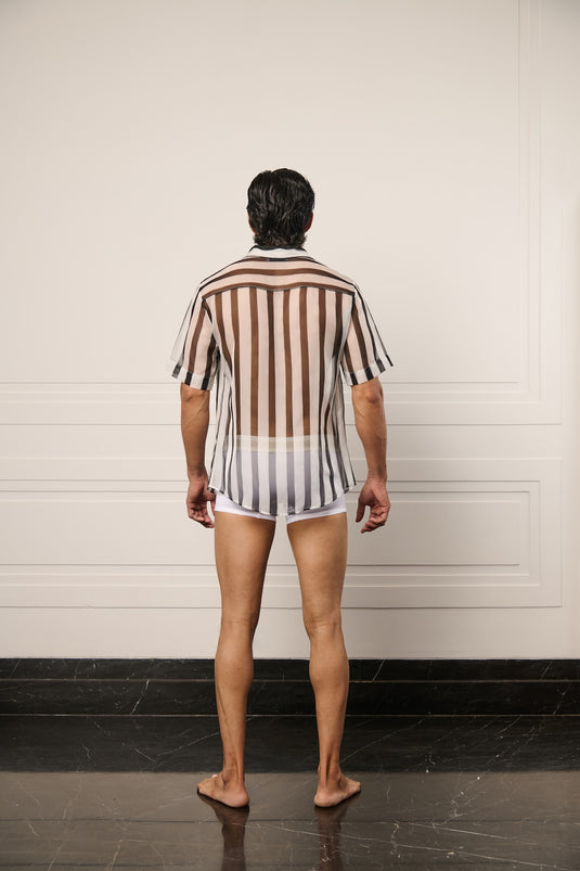 Resort striped sheer shirt