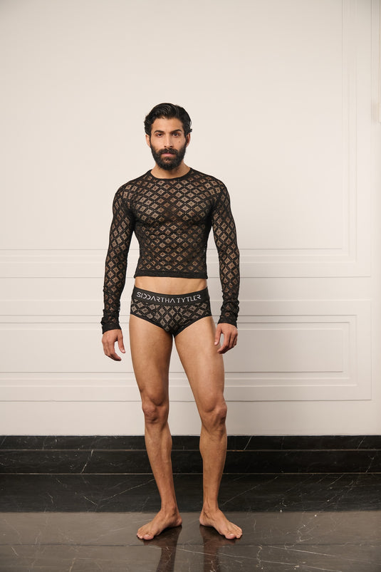 Resort black lace swimsuit