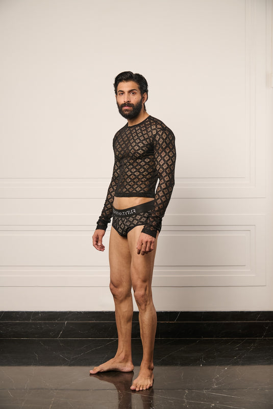 Resort black lace swimsuit