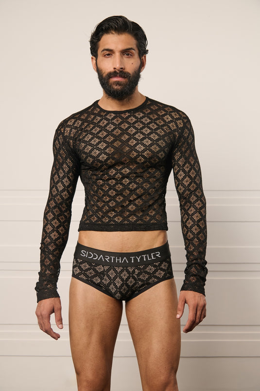 Resort black lace swimsuit