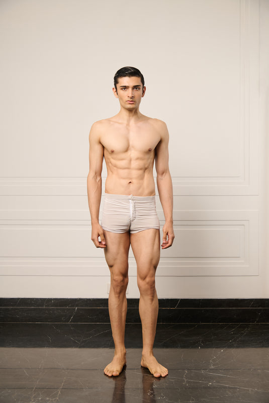 Resort ivory rouched mini swimsuit