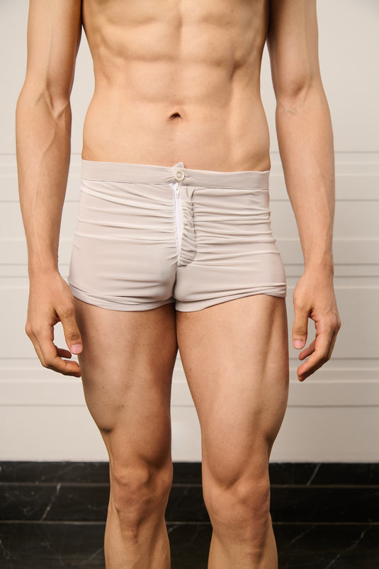 Resort ivory rouched mini swimsuit