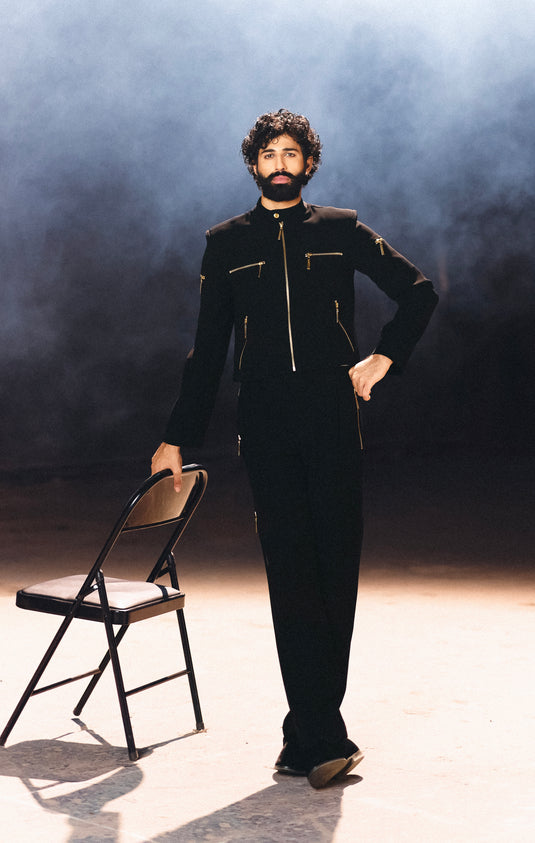 Red carpet zipper crop jacket