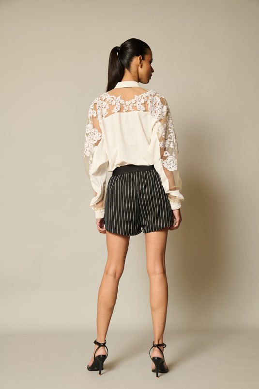 Checkmate Ivory applique shirt