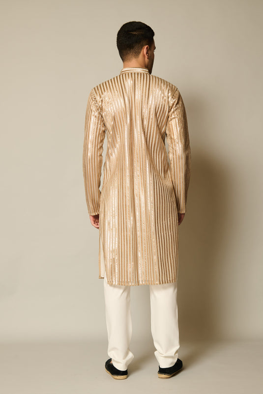 checkmate Gold shadow strip kurta