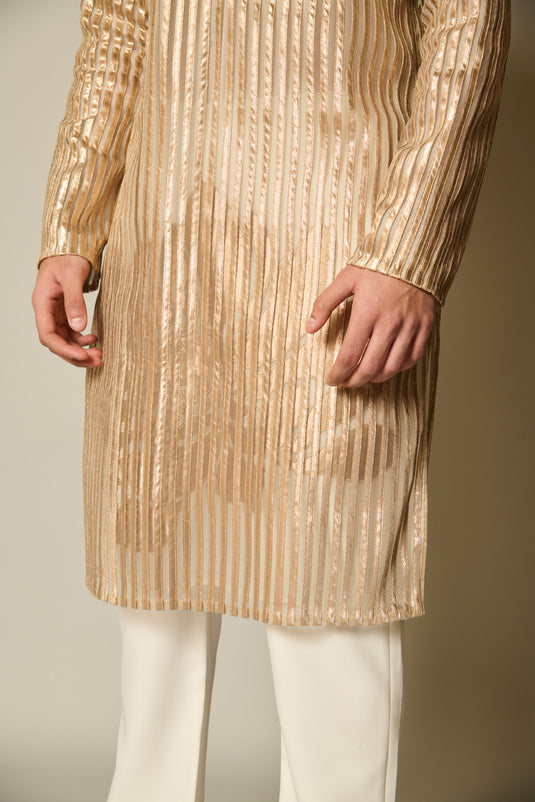 checkmate Gold shadow strip kurta