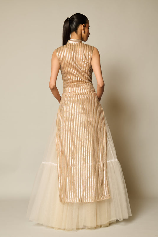 checkmate Gold strip sheer jacket