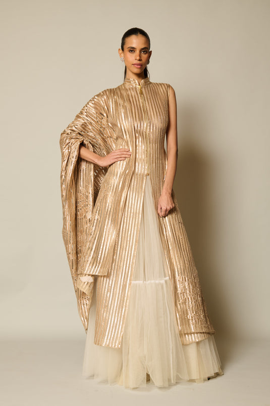 checkmate gold shadow strip dupatta
