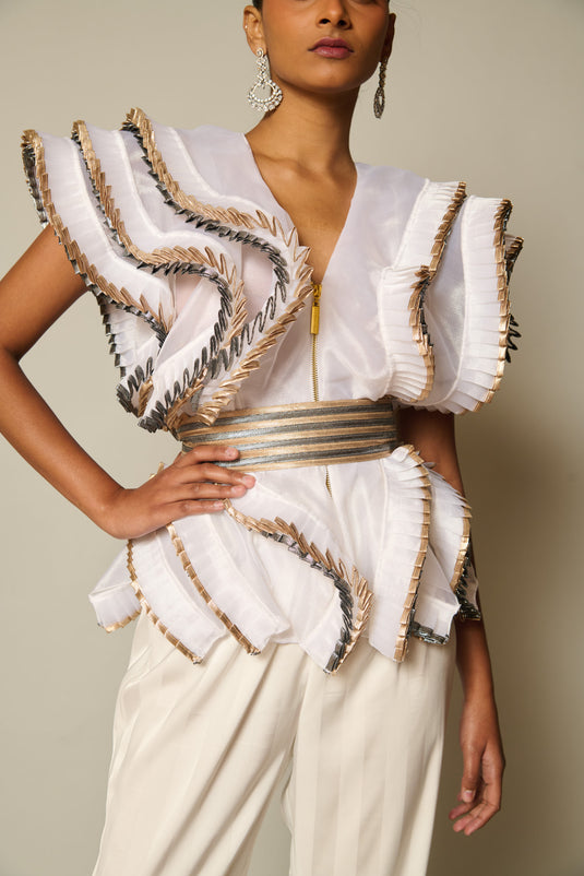 checkmate ivory ruffle top