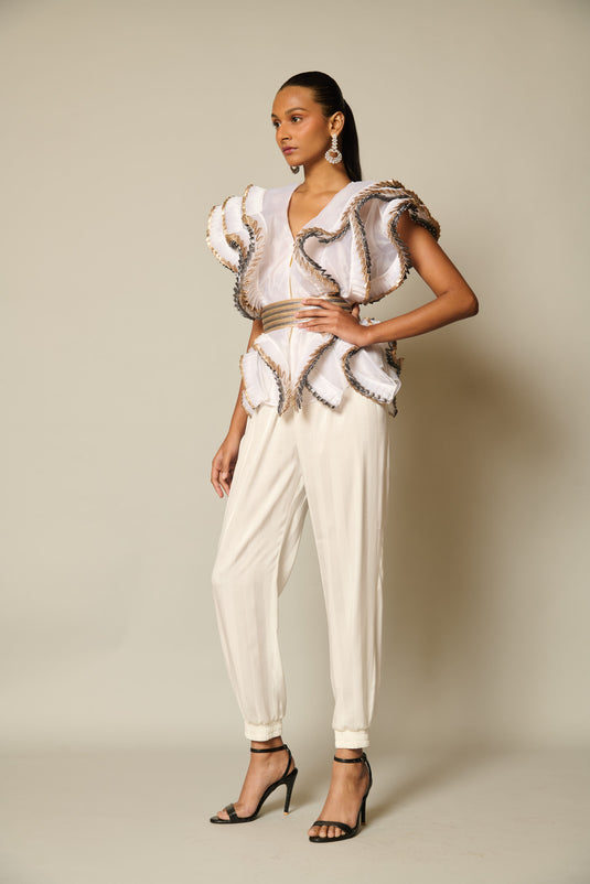 checkmate ivory ruffle top