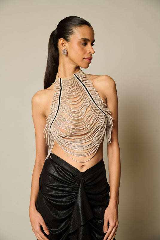 checkmate Crystal cascade halter