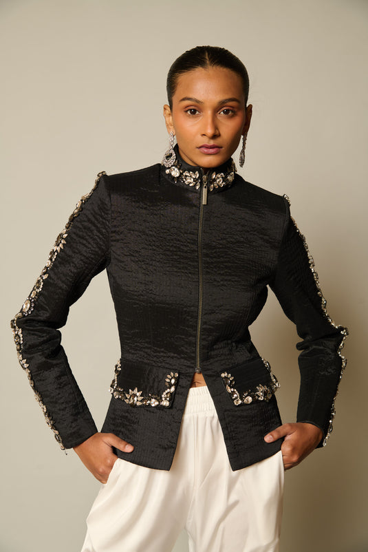checkmate Quilted embellished jacket