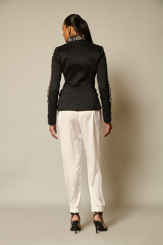 checkmate Ivory satin joggers