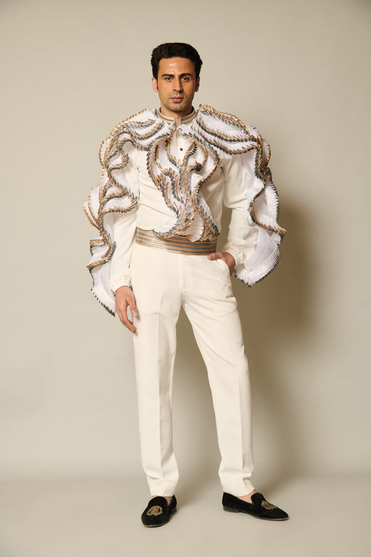 Checkmate Ivory ruffle shirt