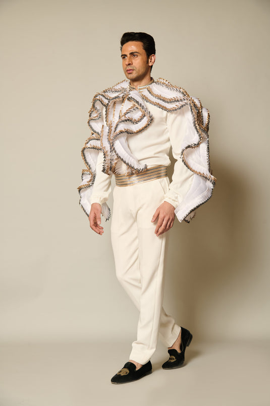 Checkmate Ivory ruffle shirt