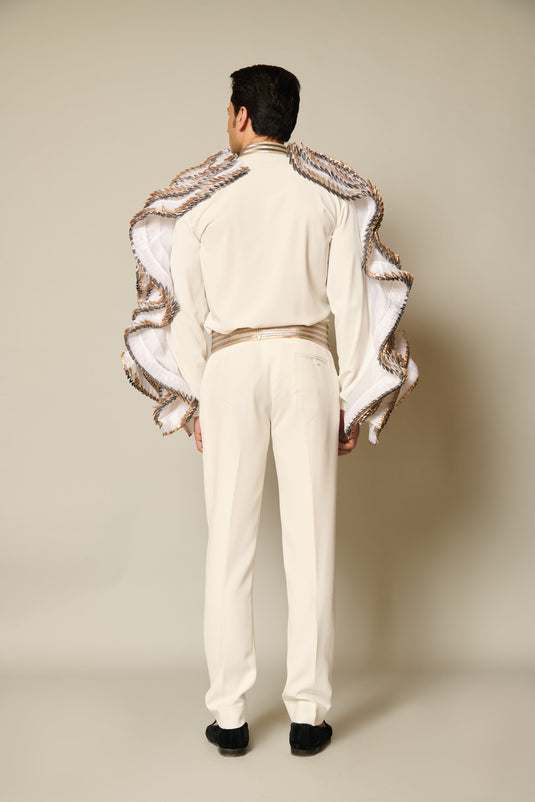 Checkmate Ivory ruffle shirt