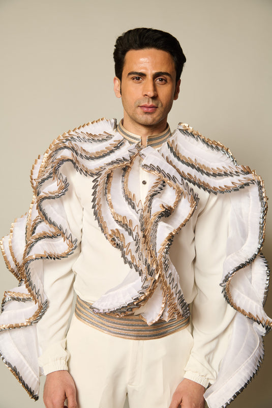 Checkmate Ivory ruffle shirt