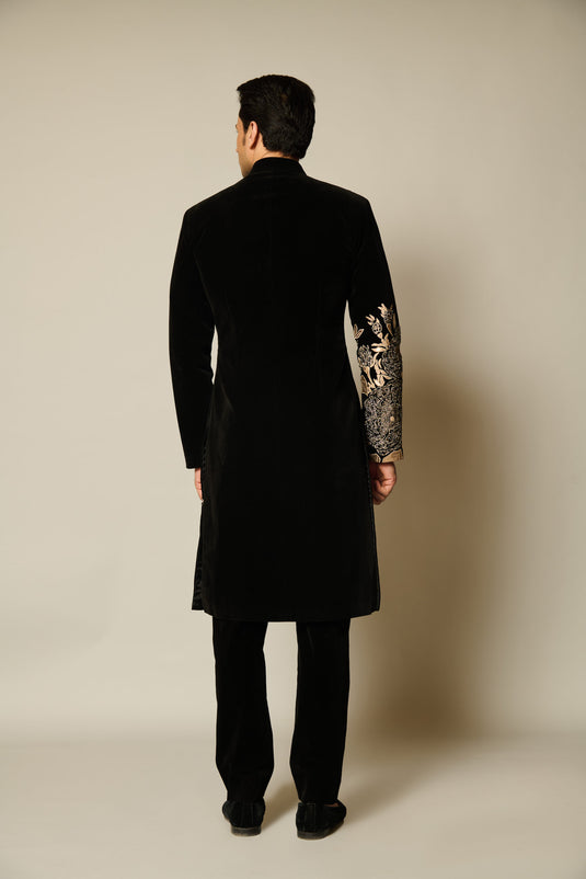 CHECKMATE GOLD FLORAL SHERWANI