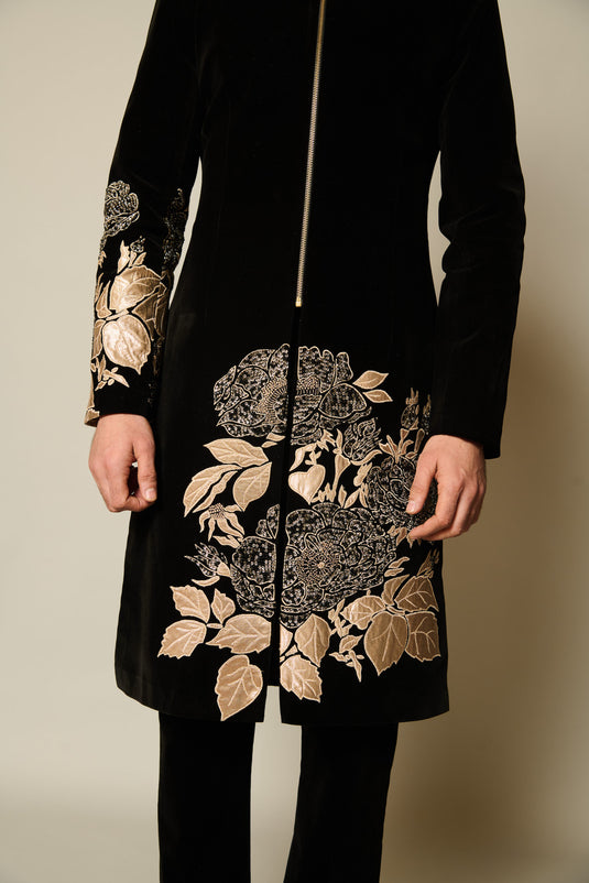 CHECKMATE GOLD FLORAL SHERWANI