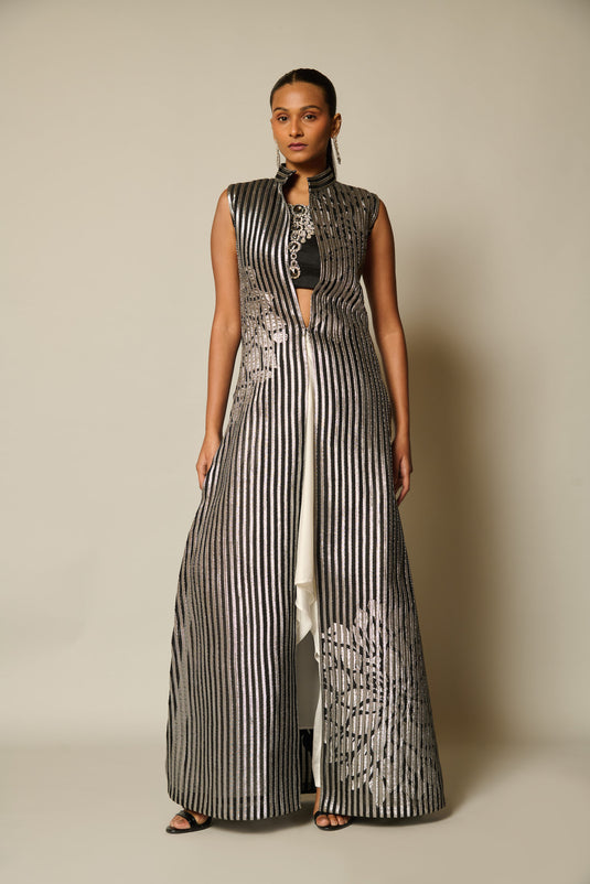 checkmate Gunmetal shadow strip achkan