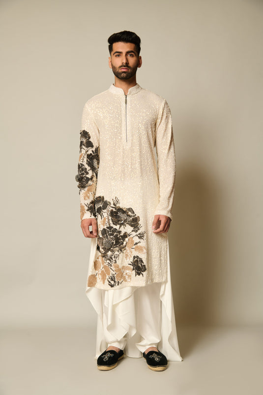 checkmate ivory sequin floral kurta