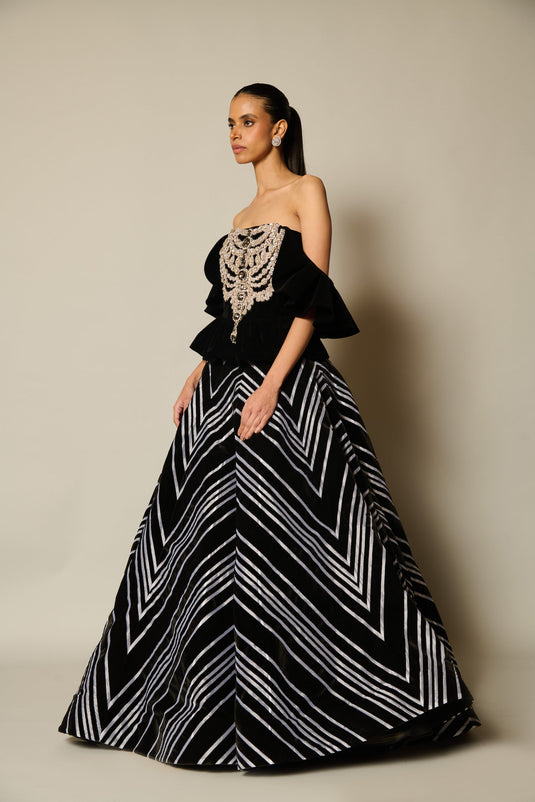 CHECKMATE Velvet tape lehenga