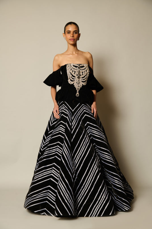 CHECKMATE Velvet tape lehenga